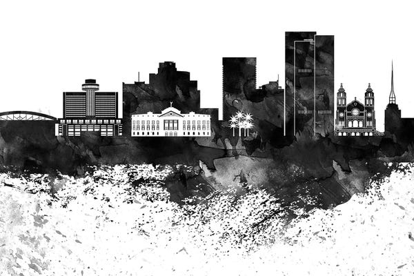 Phoenix: Phoenix Skyline Black & White Drops by WallDecorAddict