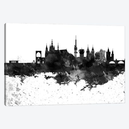 Prague Skyline Black & White Drops Canvas Print #WDA1218} by WallDecorAddict Art Print