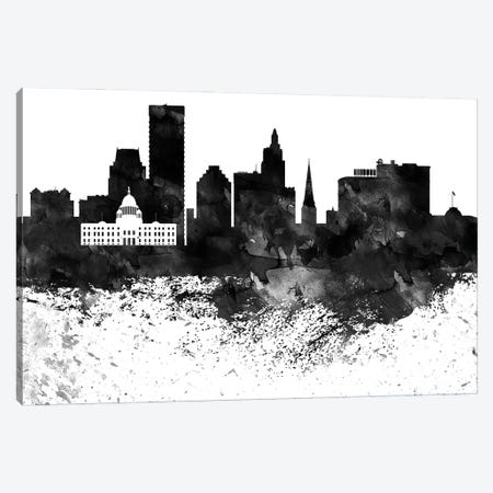 Providence Skyline Black & White Drops Canvas Print #WDA1219} by WallDecorAddict Canvas Art Print