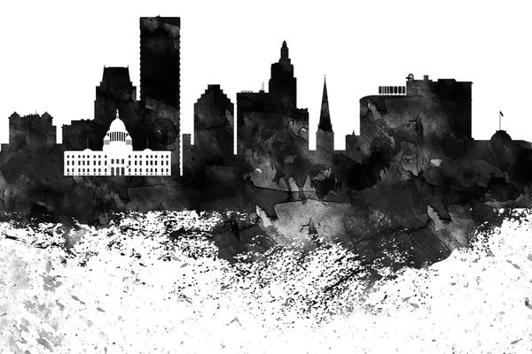 Providence: Providence Skyline Black & White Drops by WallDecorAddict
