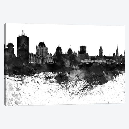 Quebec Skyline Black & White, Drops Canvas Print #WDA1220} by WallDecorAddict Canvas Artwork