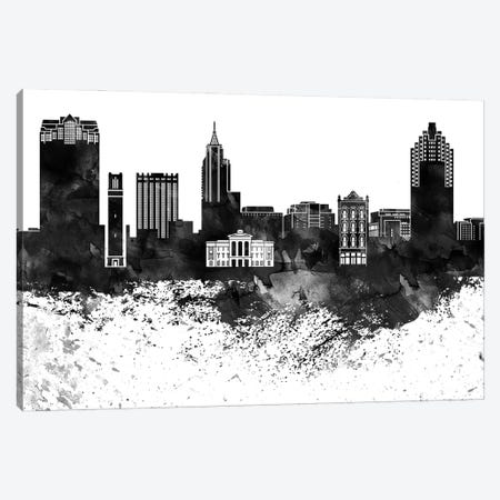 Raleigh Skyline Black & White, Drops Canvas Print #WDA1221} by WallDecorAddict Canvas Artwork