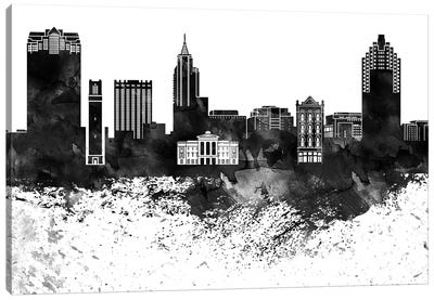 Raleigh Skyline Black & White, Drops Canvas Art Print - Raleigh Art