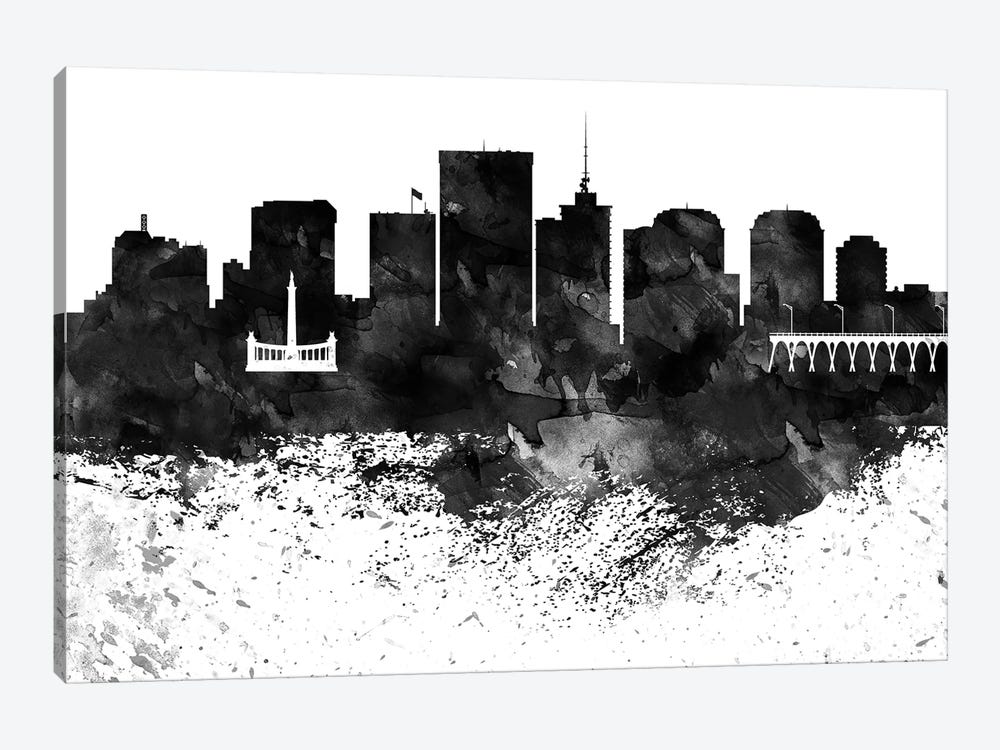 Richmond Skyline Black & White, Drops by WallDecorAddict 1-piece Canvas Artwork