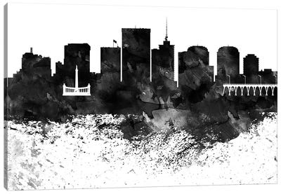 Richmond Skyline Black & White, Drops Canvas Art Print - Virginia Art