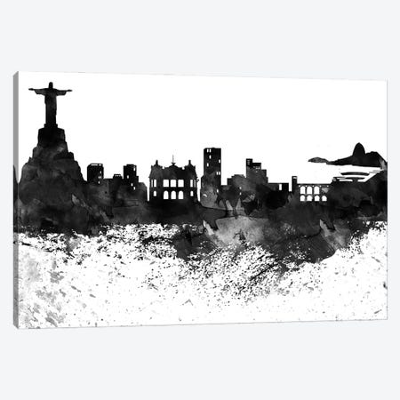 Rio Skyline Black & White, Drops Canvas Print #WDA1224} by WallDecorAddict Canvas Art Print