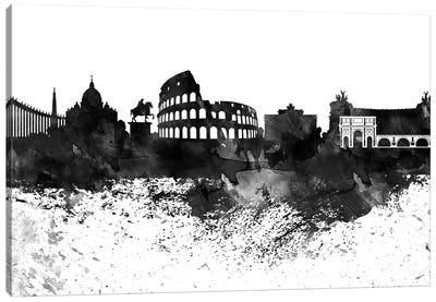 Rome Skyline Black & White, Drops Canvas Art Print - Ancient Ruins Art