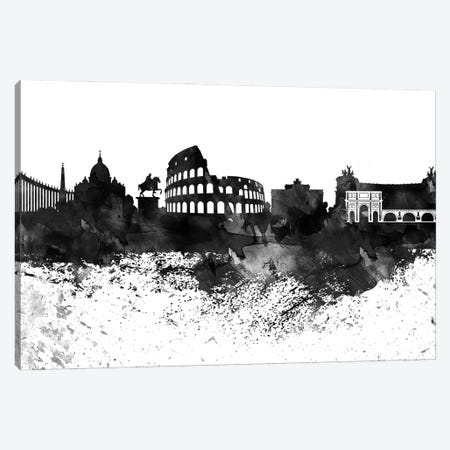Rome Skyline Black & White, Drops Canvas Print #WDA1225} by WallDecorAddict Canvas Art Print