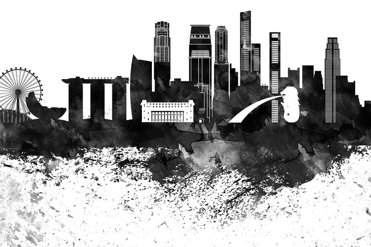 Singapore Skyline Black & White, Drops