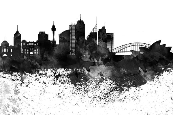 New South Wales: Sydney Skyline Black & White, Drops by WallDecorAddict