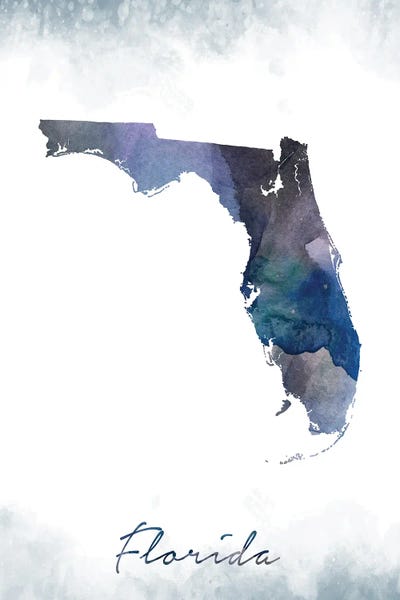 Maps: Florida State Bluish by WallDecorAddict
