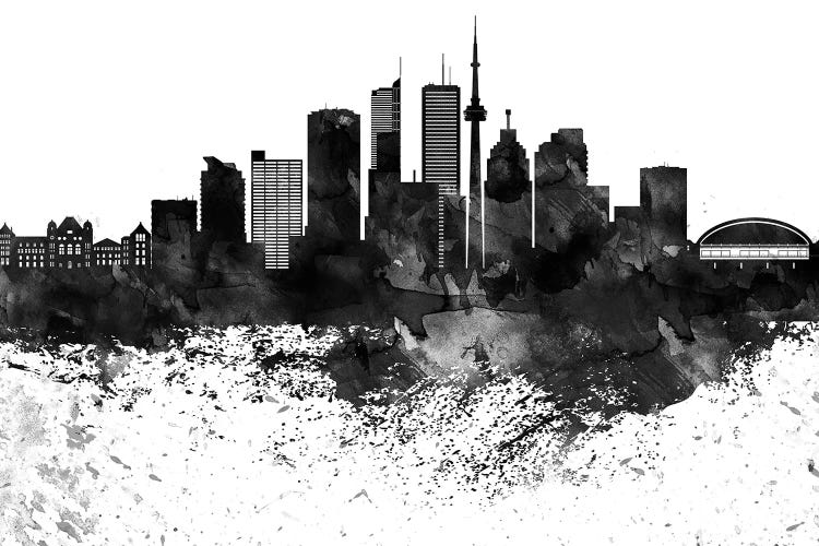 Toronto Skyline Black & White, Drops by WallDecorAddict wall art