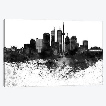 Toronto Skyline Black & White, Drops Canvas Print #WDA1244} by WallDecorAddict Canvas Art Print