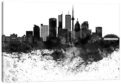 Toronto Skyline Black & White, Drops Canvas Art Print