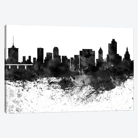 Tulsa Skyline Black & White Drops Canvas Print #WDA1245} by WallDecorAddict Canvas Art Print