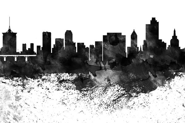 Tulsa: Tulsa Skyline Black & White Drops by WallDecorAddict