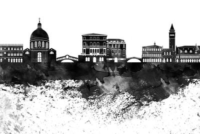 Venice Skyline Black & White Drops by WallDecorAddict canvas print