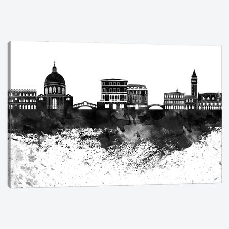 Venice Skyline Black & White Drops Canvas Print #WDA1246} by WallDecorAddict Canvas Art Print