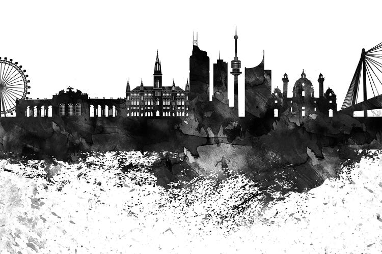 Vienna Skyline Black & White Drops by WallDecorAddict wall art
