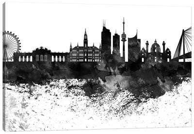 Vienna Skyline Black & White Drops Canvas Art Print - Vienna Art