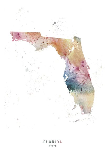 Florida: Florida State Watercolor by WallDecorAddict
