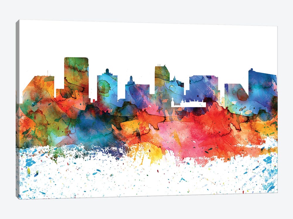 Atlantic City Colorful Watercolor Skyline by WallDecorAddict 1-piece Art Print