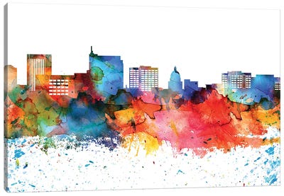 Boise Colorful Watercolor Skyline Canvas Art Print - Idaho Art