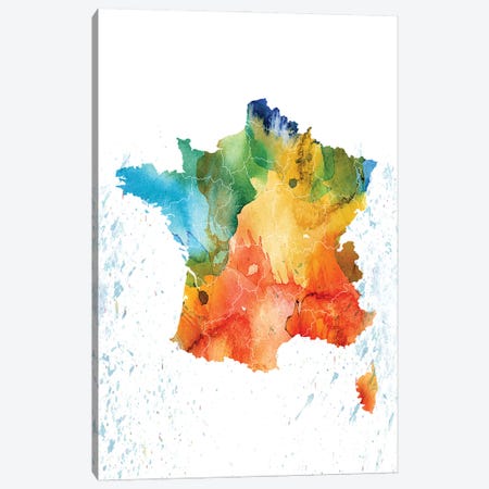France Colorful Map Canvas Print #WDA126} by WallDecorAddict Art Print