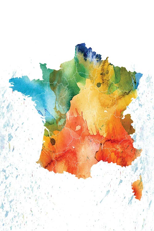 France Colorful Map by WallDecorAddict wall art