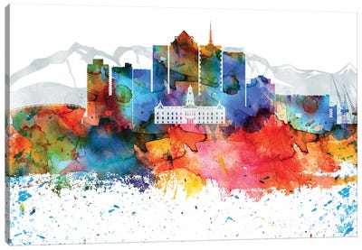 Cape Town Colorful Watercolor Skyline Canvas Art Print - South Africa