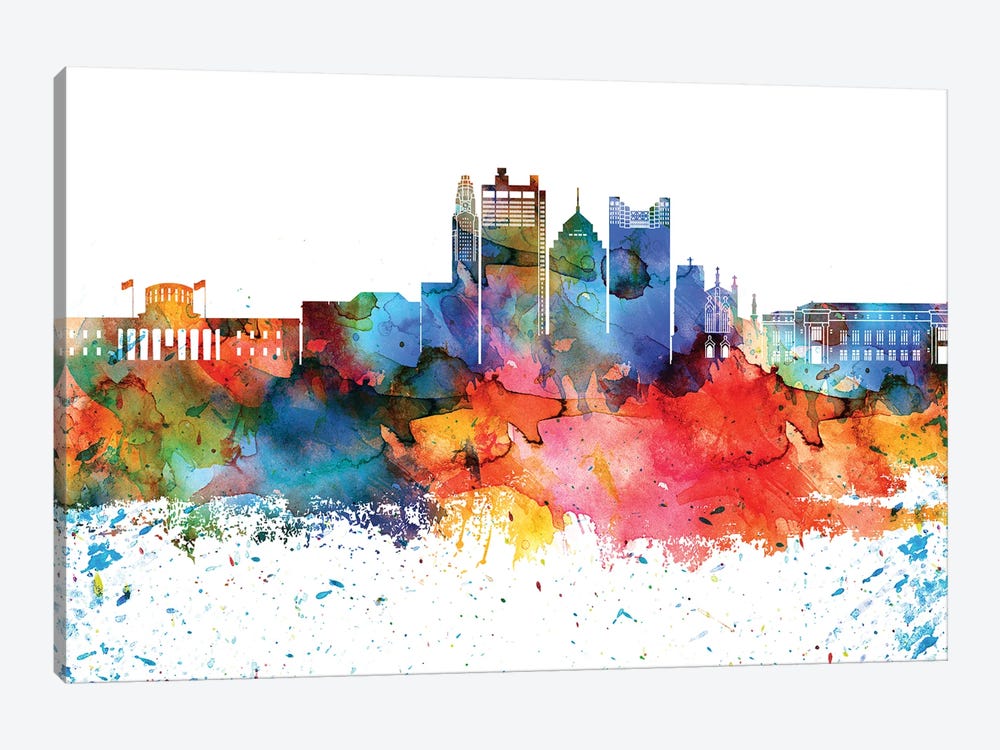 Columbus Colorful Watercolor Skyline by WallDecorAddict 1-piece Art Print