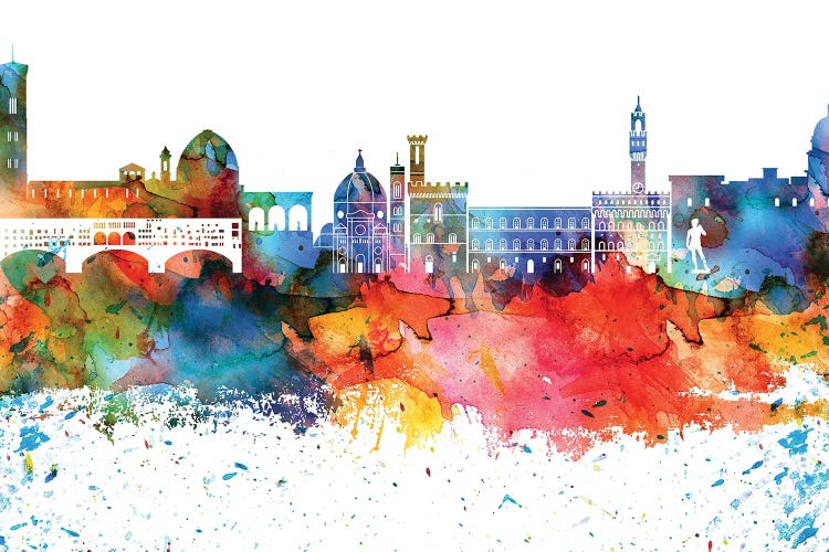 Florence Colorful Watercolor Skyline