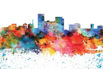 Lexington Colorful Watercolor Skyline by WallDecorAddict art print