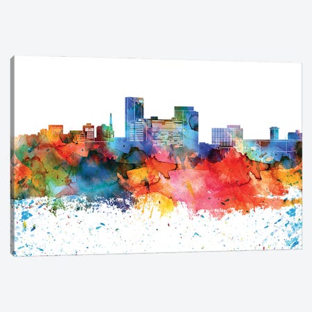 Lexington Colorful Watercolor Skyline Canvas Print #WDA1315} by WallDecorAddict Art Print