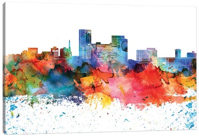 Lexington Colorful Watercolor Skyline Canvas Art Print - Kentucky Art