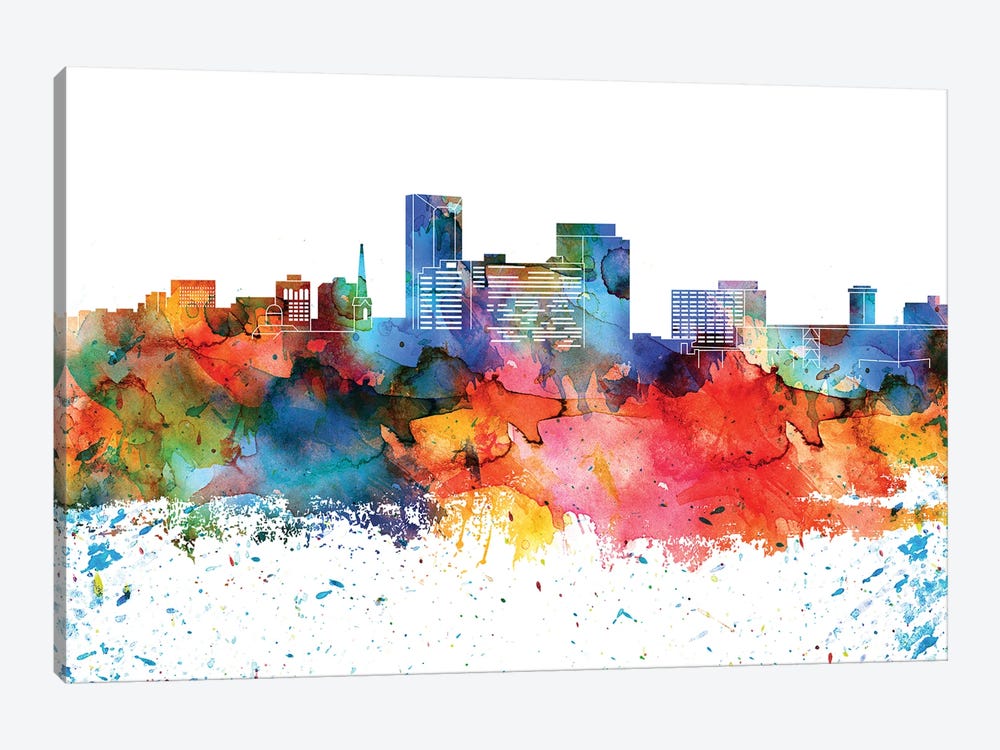 Lexington Colorful Watercolor Skyline by WallDecorAddict 1-piece Canvas Wall Art