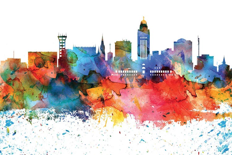 Lincoln Colorful Watercolor Skyline