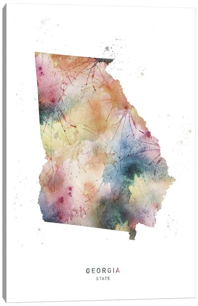 Georgia State Watercolor Canvas Art Print - State Maps