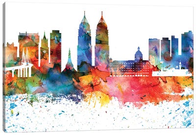 Mumbai Colorful Watercolor Skyline Canvas Art Print - Mumbai
