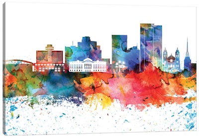 Phoenix Colorful Watercolor Skyline Canvas Art Print - WallDecorAddict