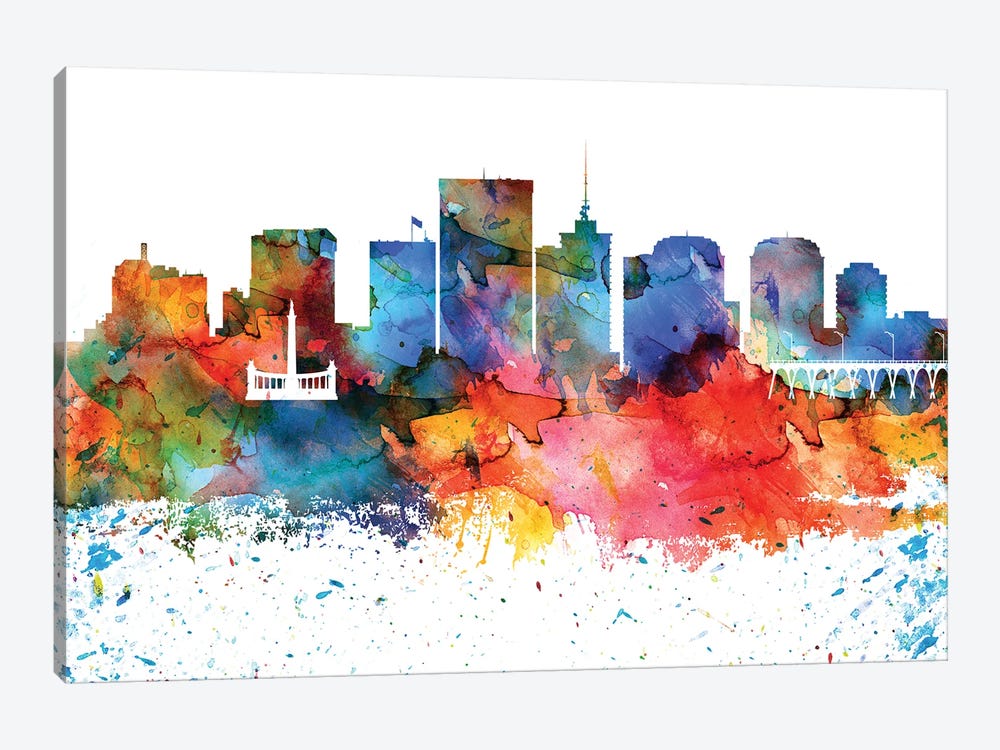 Richmond Colorful Watercolor Skyline by WallDecorAddict 1-piece Canvas Artwork