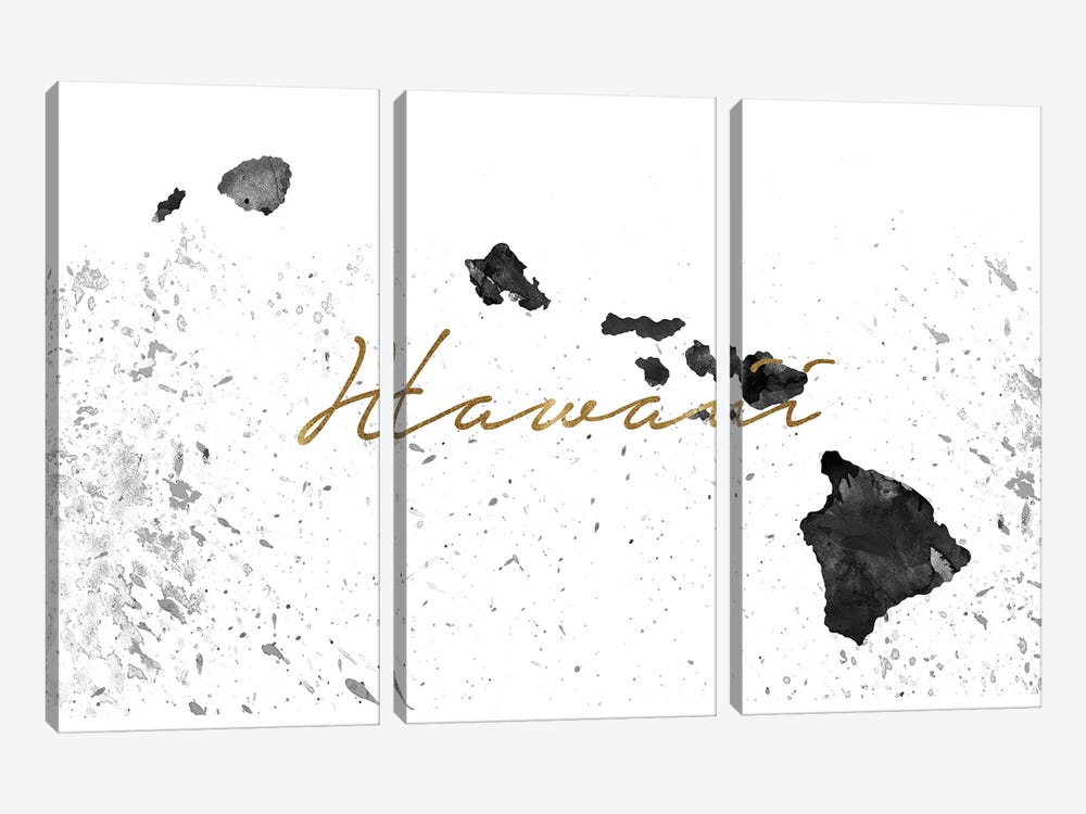 Hawaii Black And White Gold by WallDecorAddict 3-piece Canvas Wall Art