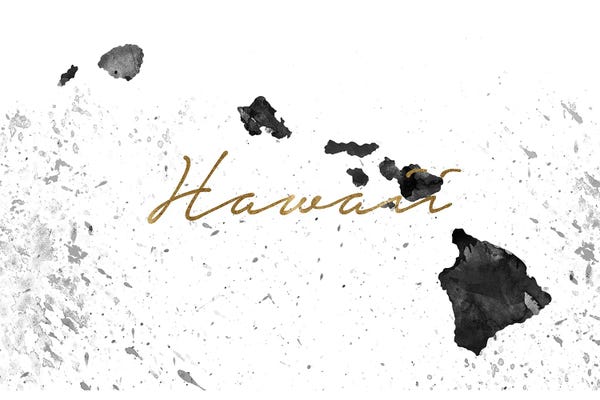 Hawaii: Hawaii Black And White Gold by WallDecorAddict