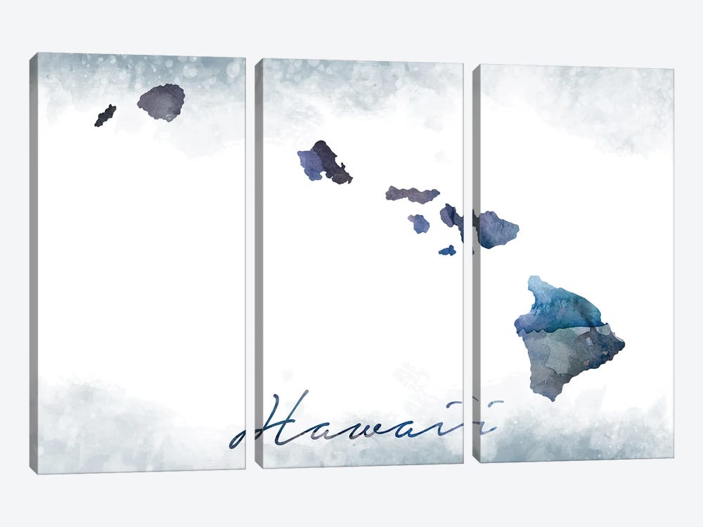 Hawaii State Bluish by WallDecorAddict 3-piece Canvas Print