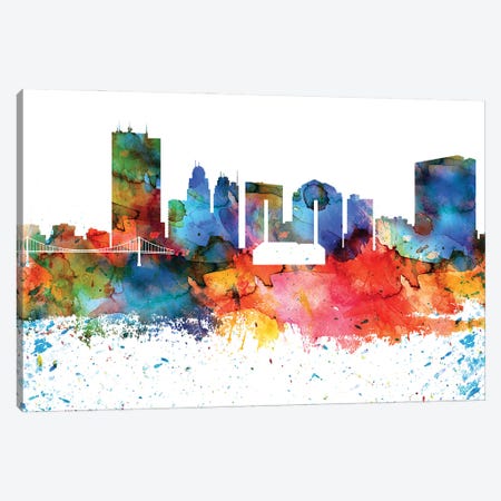Toledo Colorful Watercolor Skyline Canvas Print #WDA1377} by WallDecorAddict Art Print