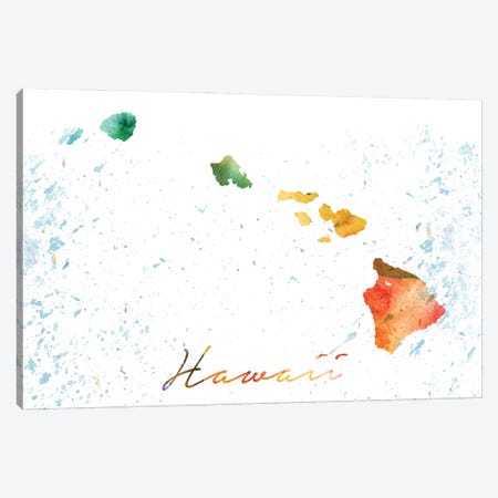 Hawaii State Colorful Canvas Print #WDA137} by WallDecorAddict Canvas Artwork