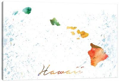 Hawaii State Colorful Canvas Art Print - State Maps