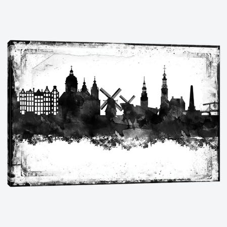 Amsterdam Black & White Film Canvas Print #WDA1390} by WallDecorAddict Canvas Art