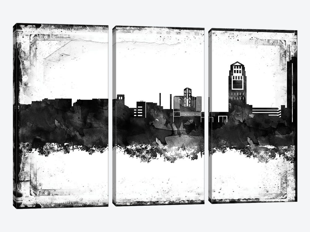 Ann Arbor Black & White Film 3-piece Canvas Art