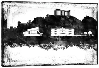 Athens Black & White Film Canvas Art Print - Athens Art
